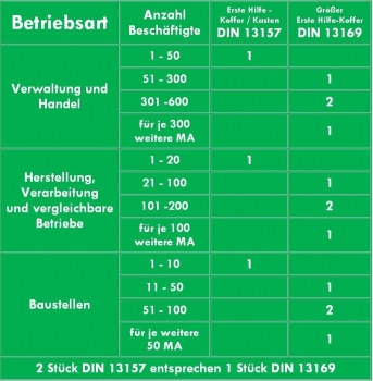 Verbandkoffer / Verbandskasten (G) - Erste Hilfe nach aktueller DIN 13169 für Betriebe -DSGVO- inkl. perforiertem Verbandbuch